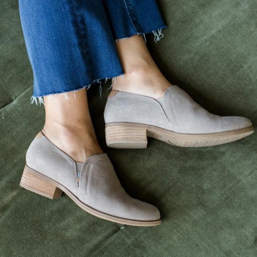 TOMS Grey Suede Slip On Shoes